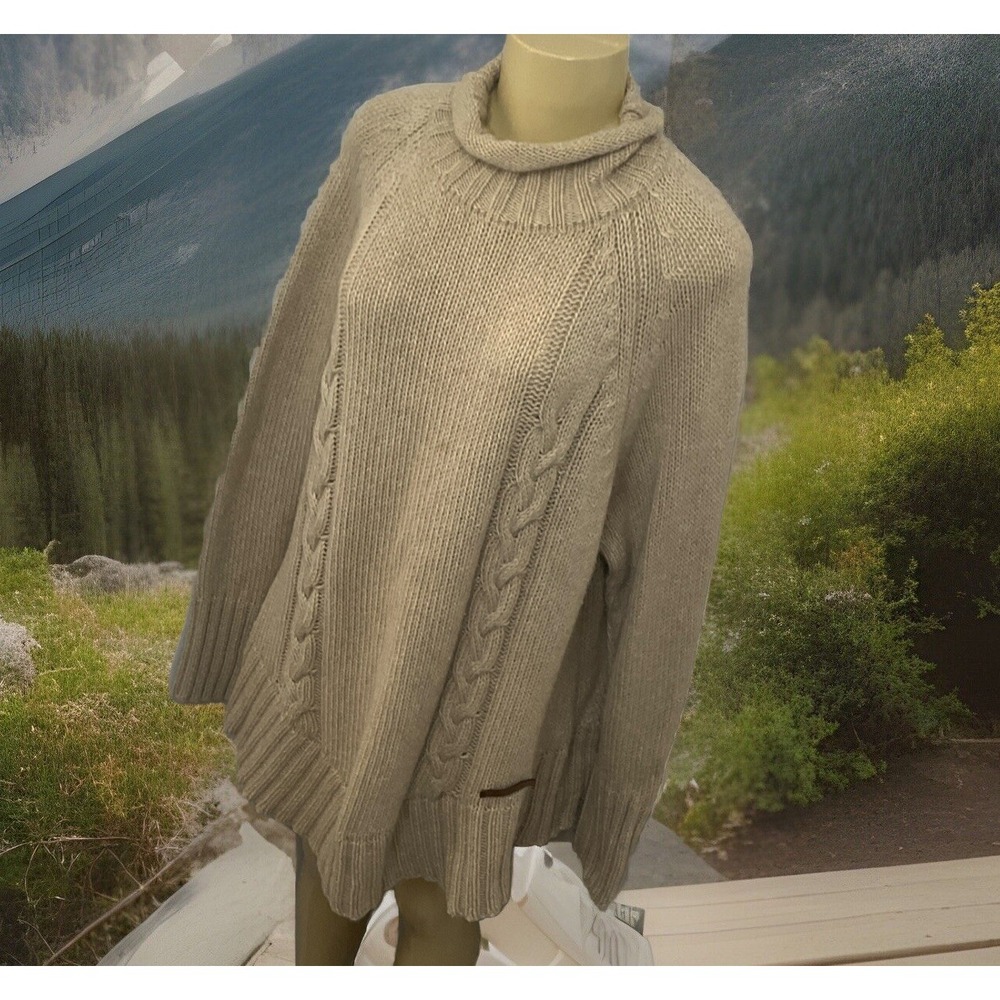 Holebrook Sweden Sweater Womens M Cable Knit Alpaca Blend Turtleneck Pullover